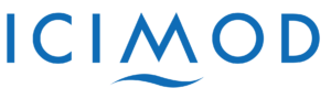 ICIMOD in capital blue letters with a wave under