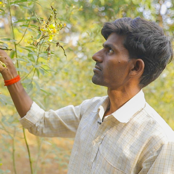 Kishan Kashinath Kondar, on his farm in Purushwadi, Ahmednagar district, Maharashtra, India. Photo credit: WOTR