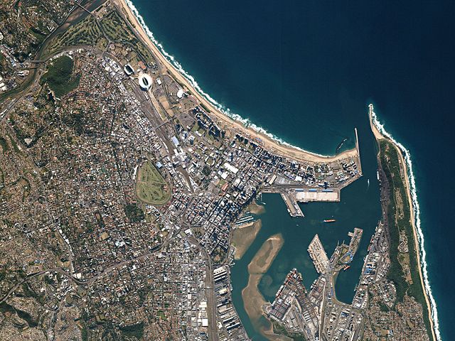Durban, South Africa viewed from above.